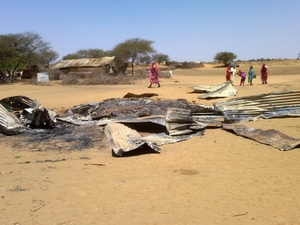 Một ngôi nhà bị phá hủy ở Darfur. Ảnh minh họa.